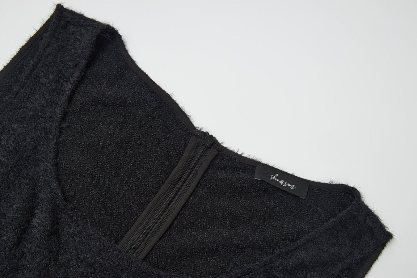 Black Knit Spaghetti-Strap Mini Dress