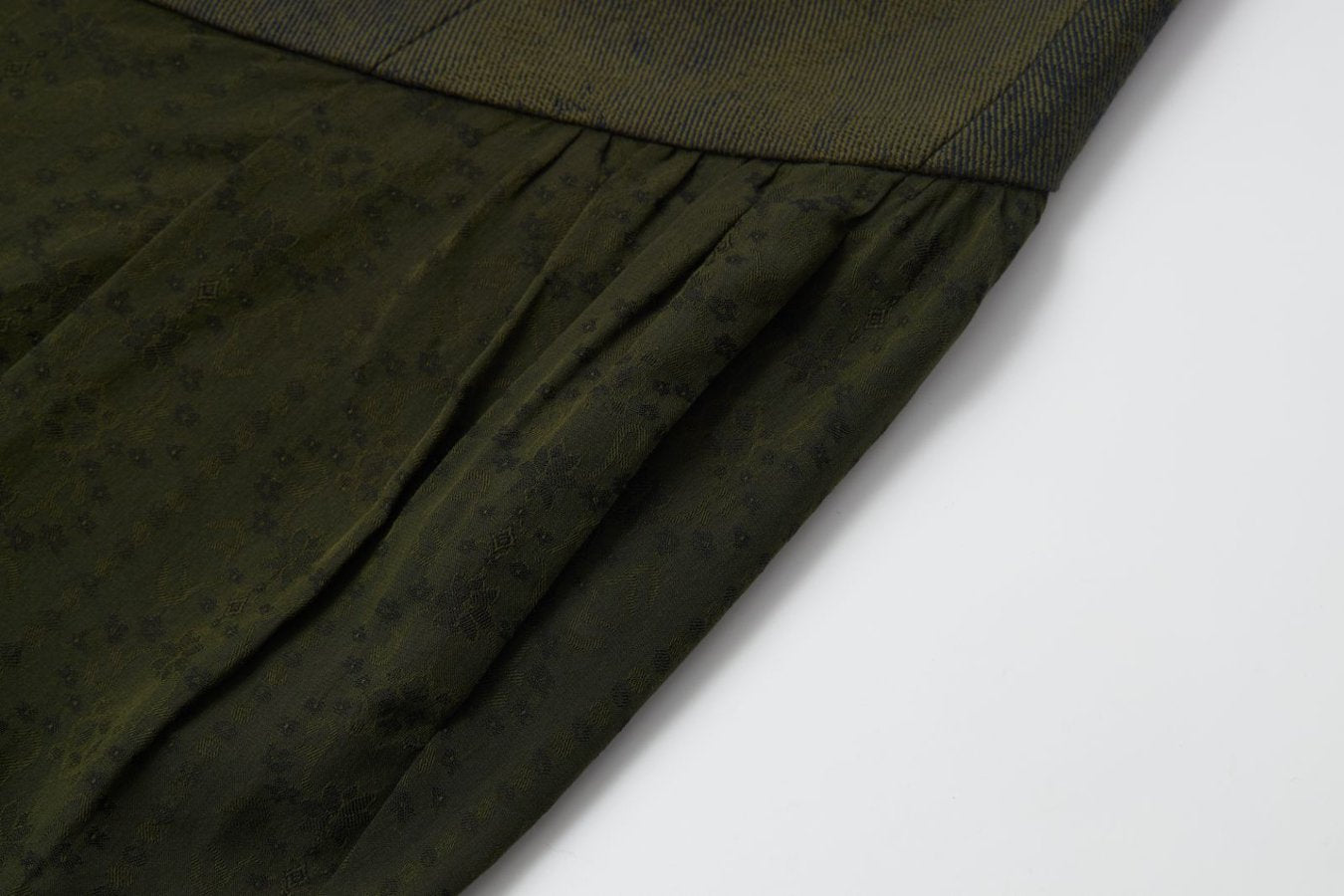 Army Green Skirt with Floral Patchwork