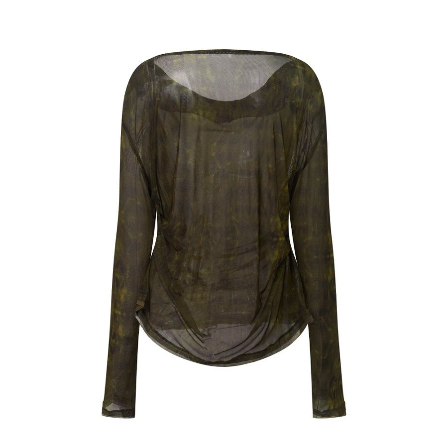 Green Mesh Long-Sleeve T-shirt