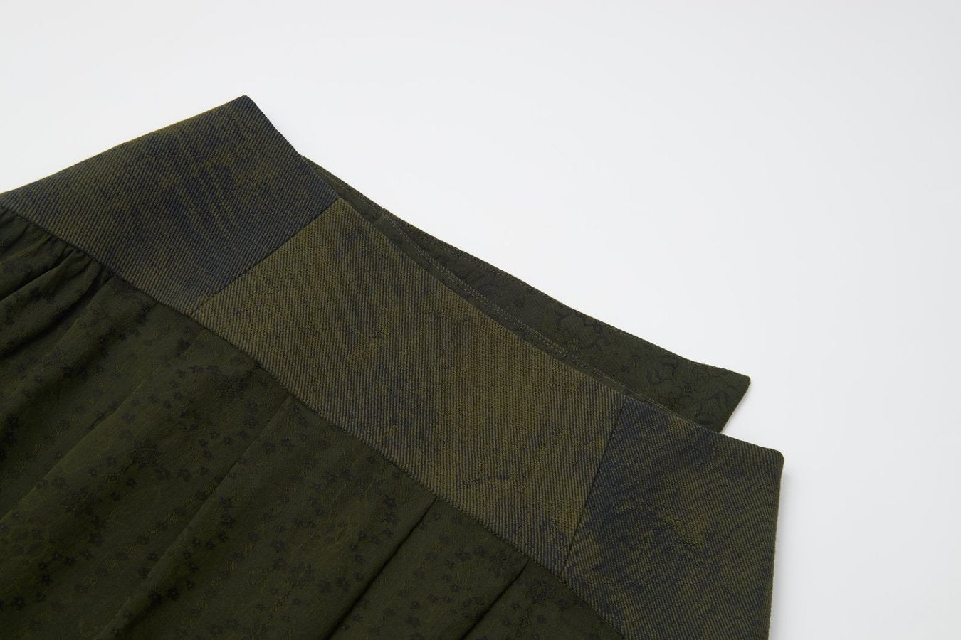 Army Green Skirt with Floral Patchwork