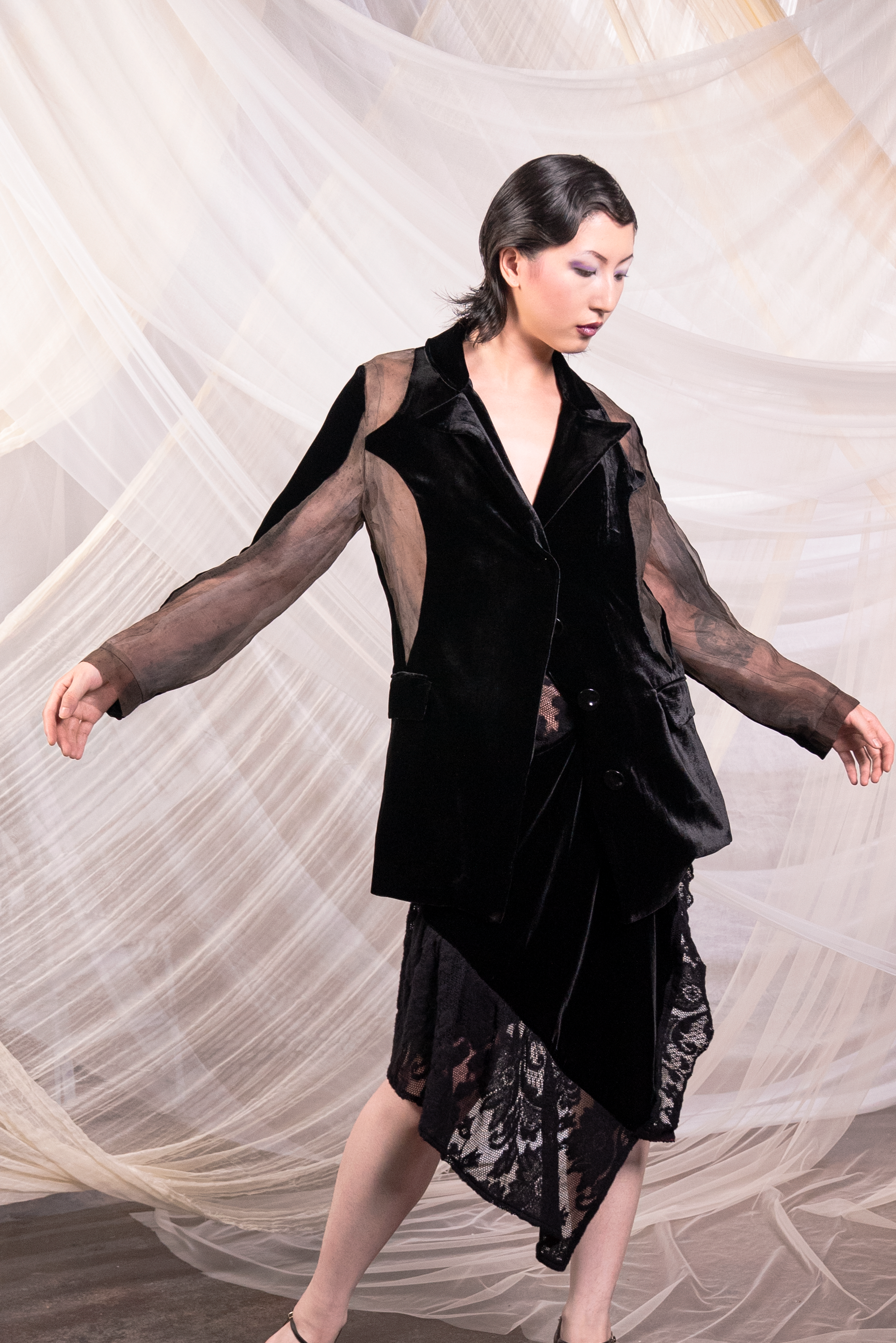 Silk Velvet & wool lace skirt