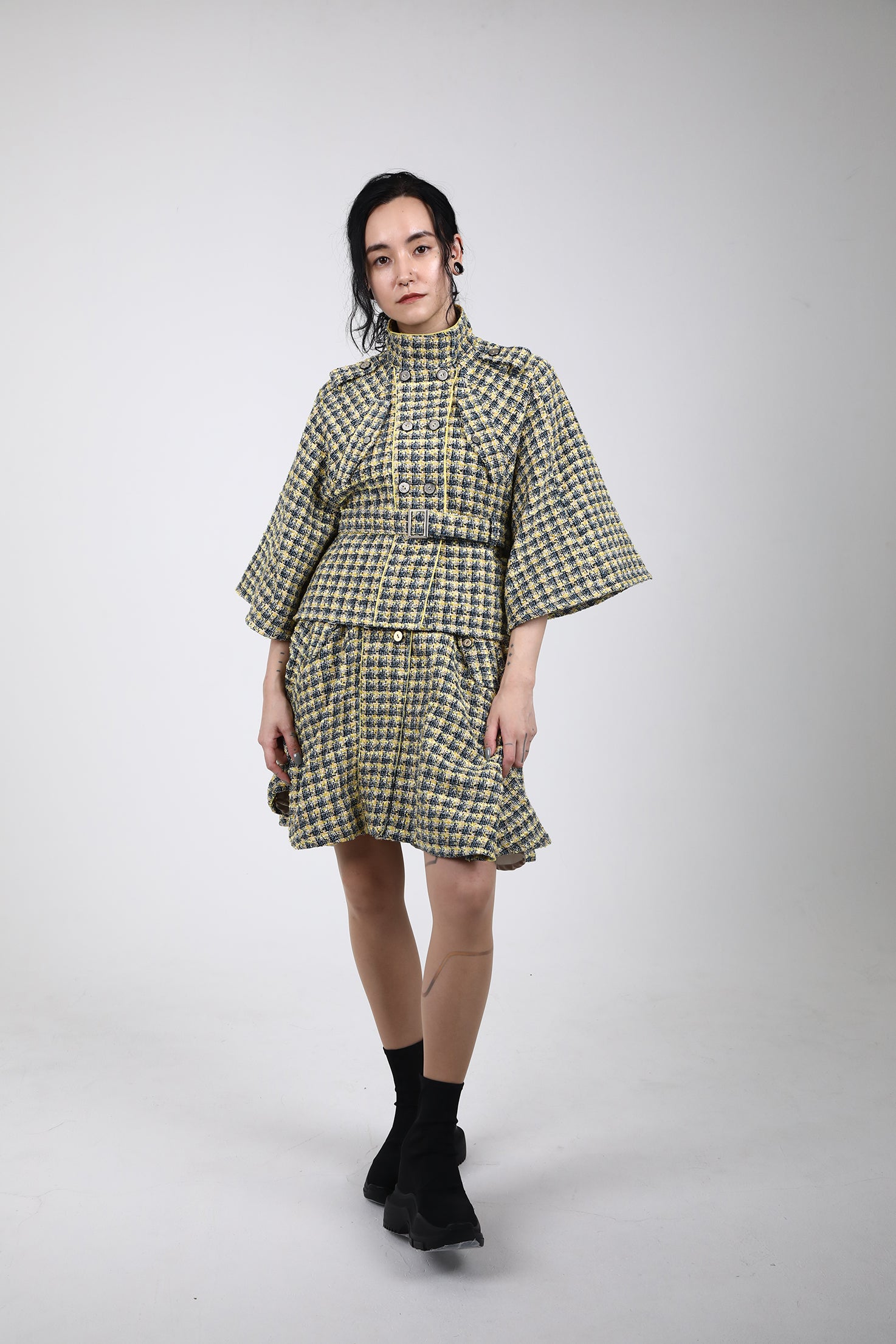 Check Flared Skirt