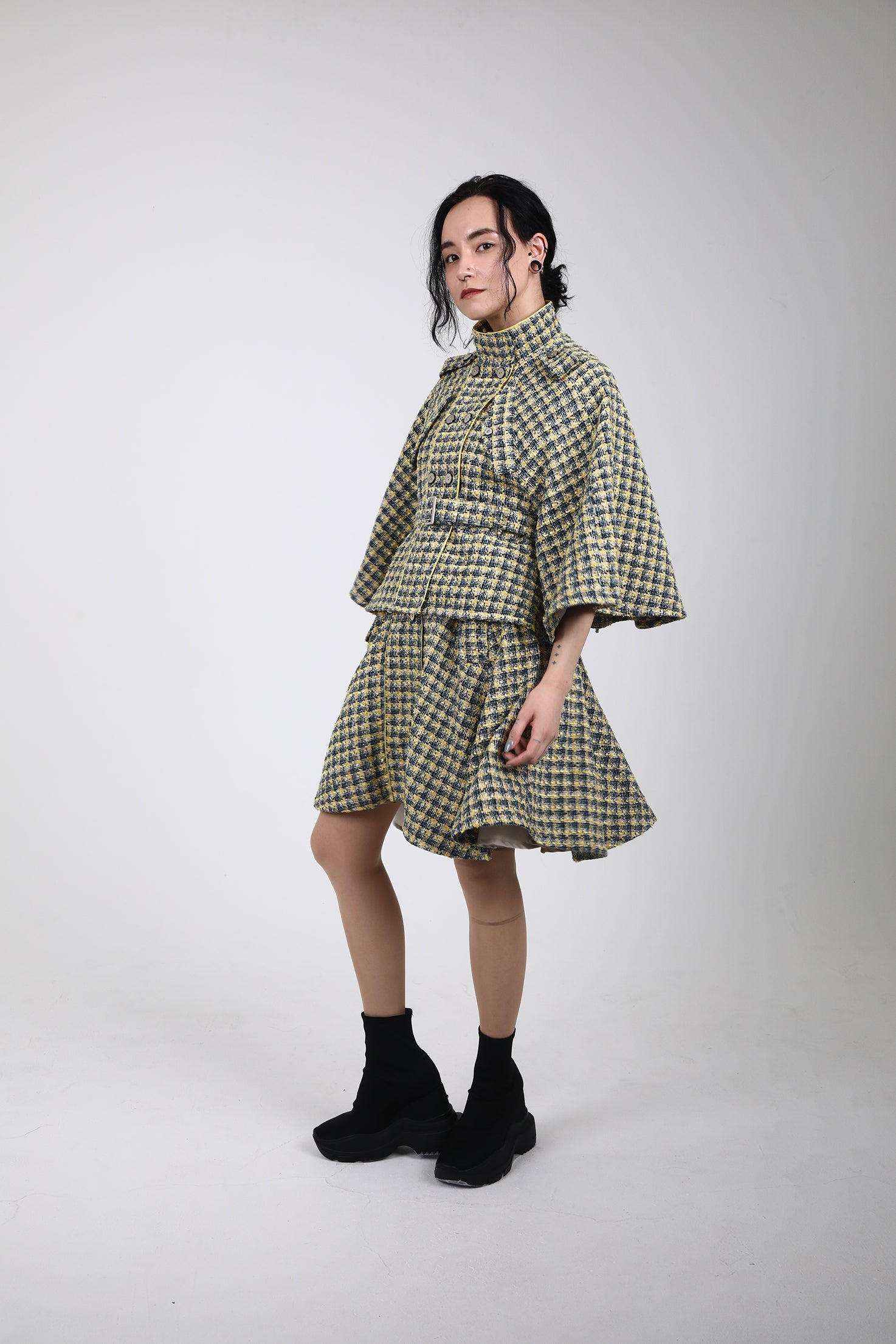 Check Flared Skirt