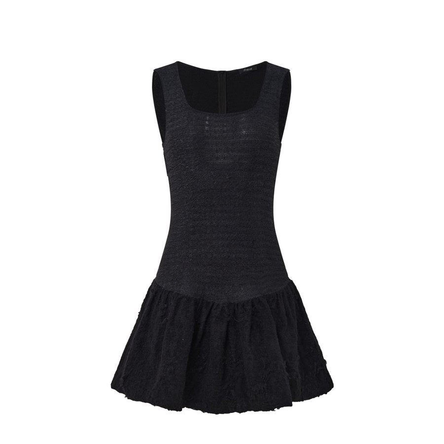 Black Knit Spaghetti-Strap Mini Dress