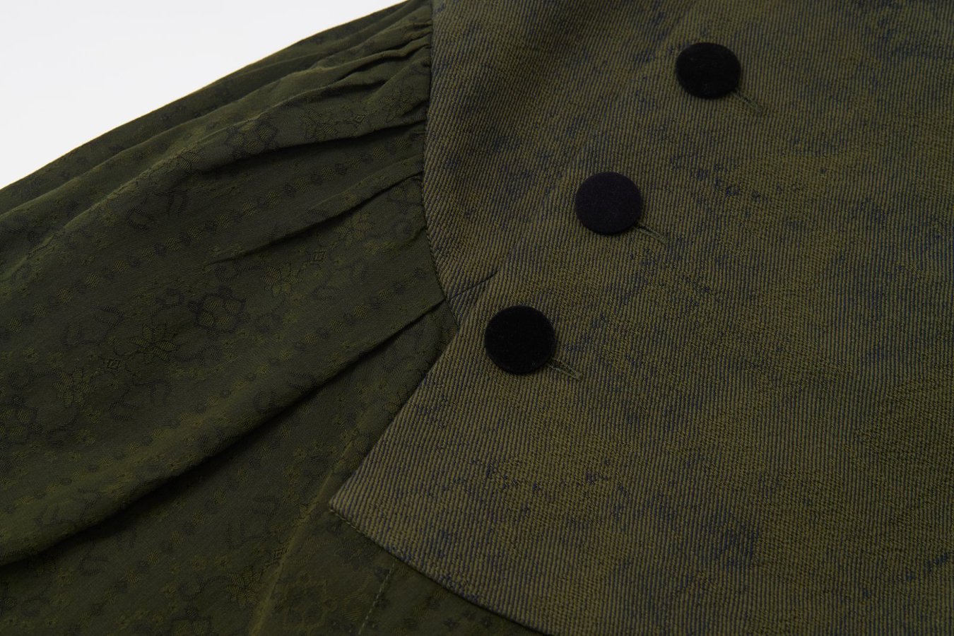 Army Green Skirt with Floral Patchwork