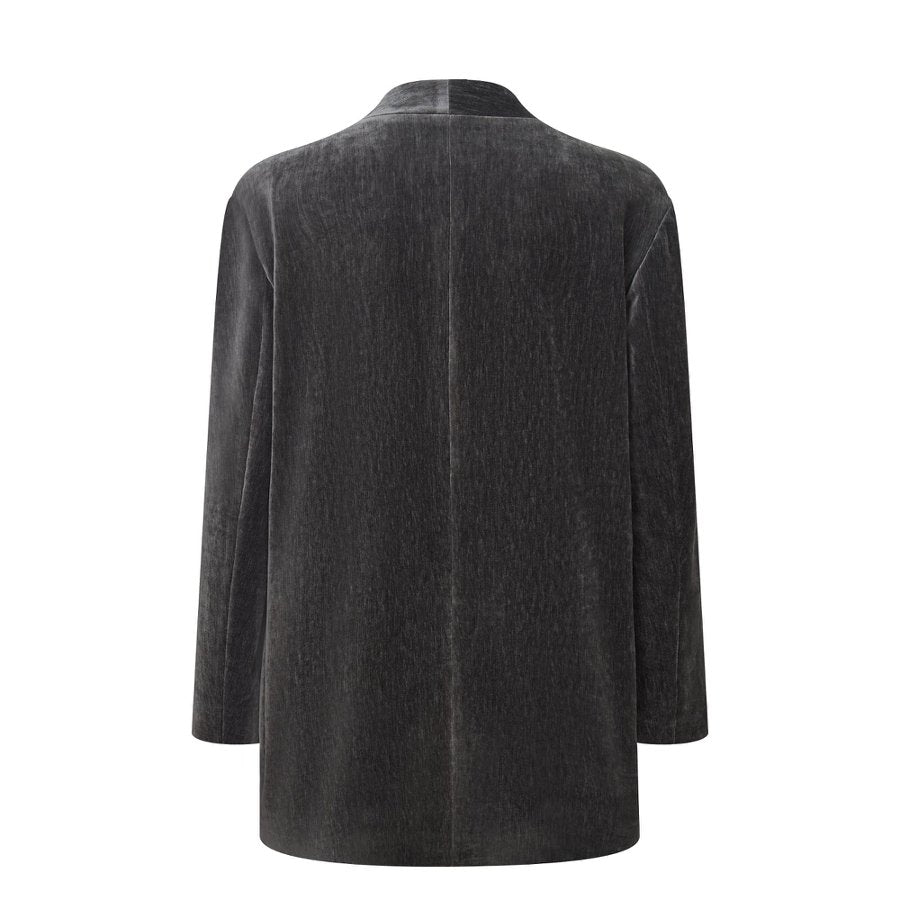 Grey Velvet Faux Two-Piece Jacket