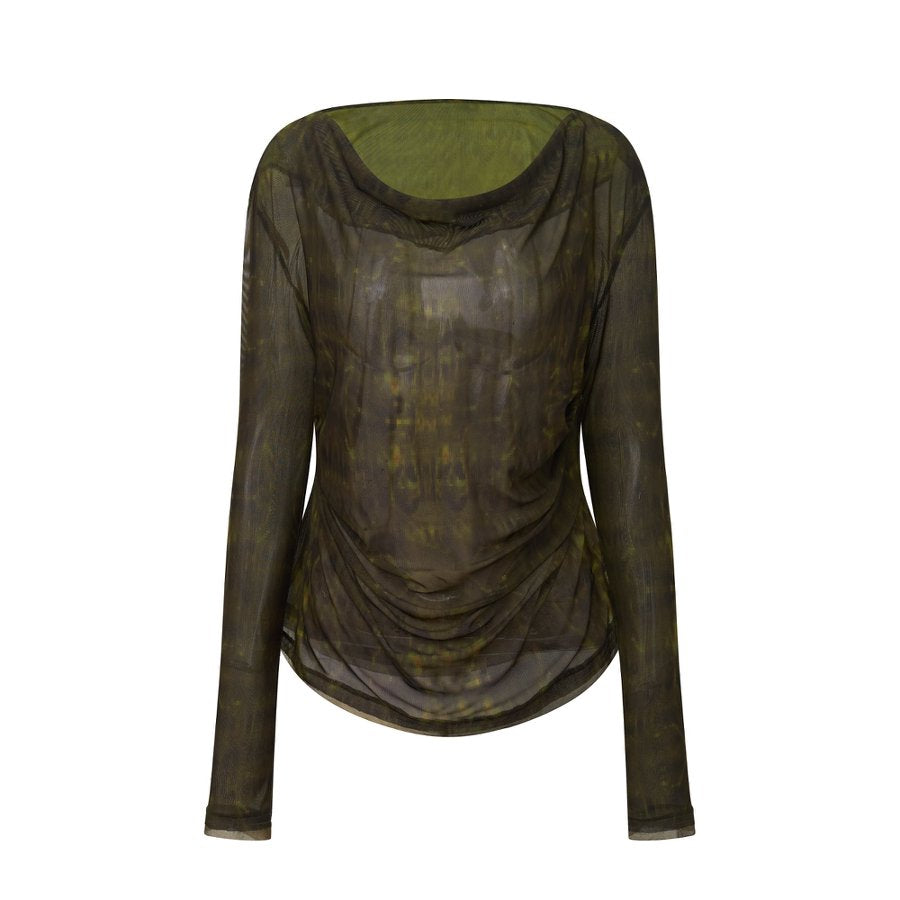 Green Mesh Long-Sleeve T-shirt