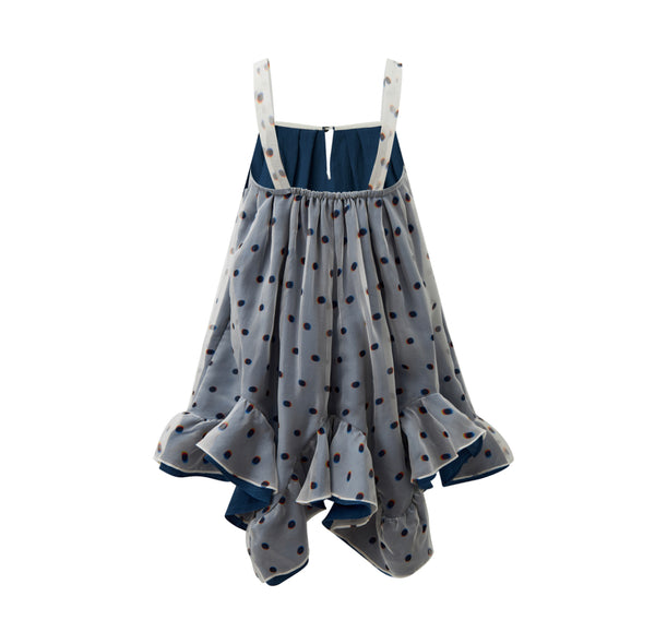 Silk Polka Dot Print suspender Dress