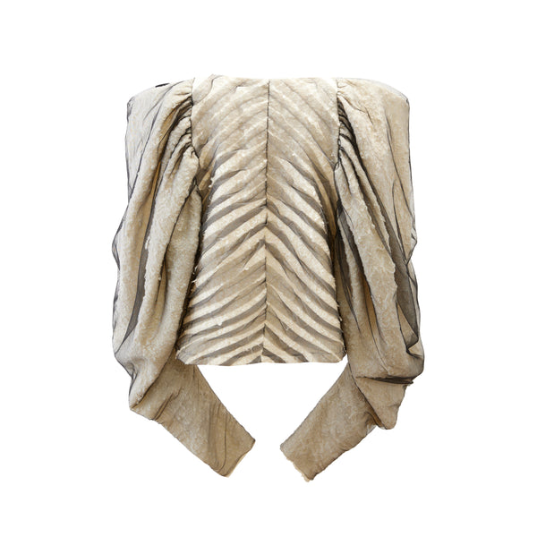 Gathered sleeve off-shoulder top