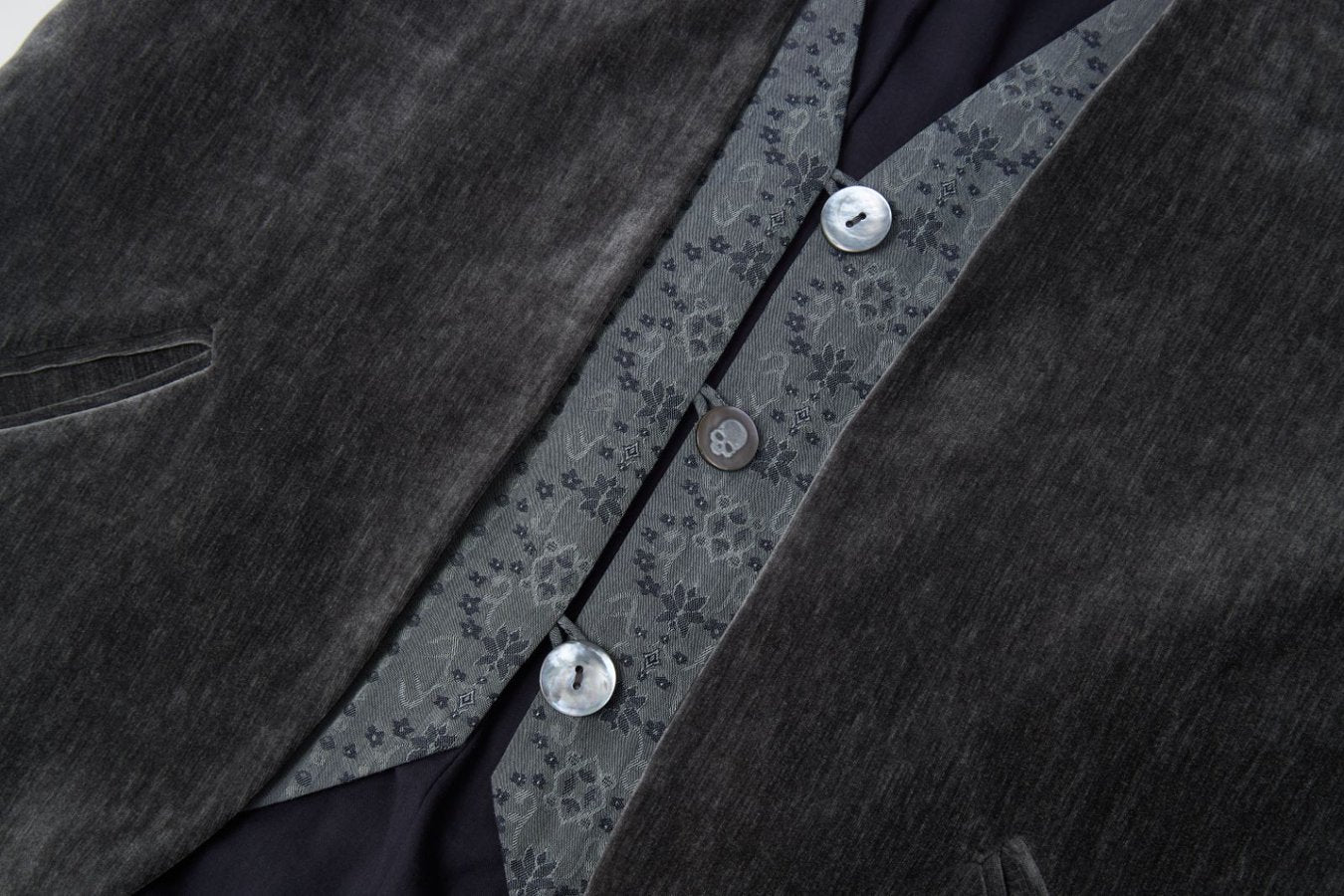 Grey Velvet Faux Two-Piece Jacket