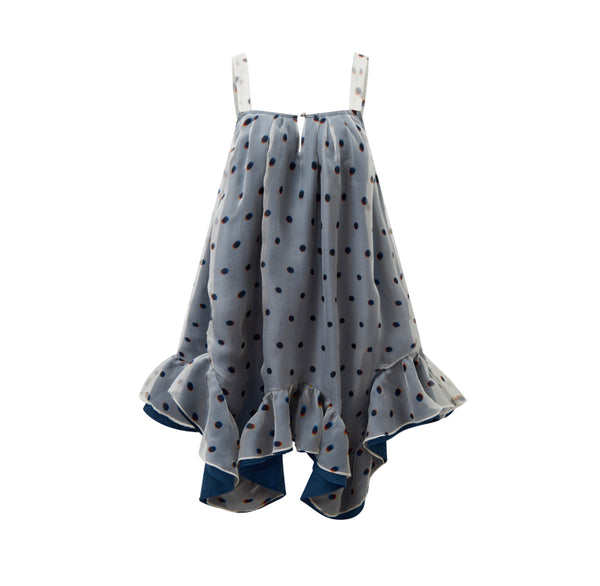 Silk Polka Dot Print suspender Dress