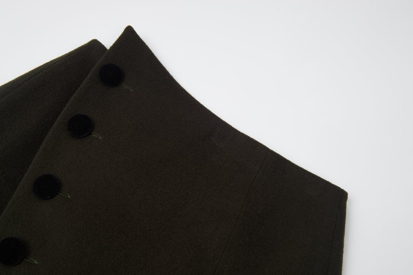 Army Green Wool Skirt with Floral Patchwork