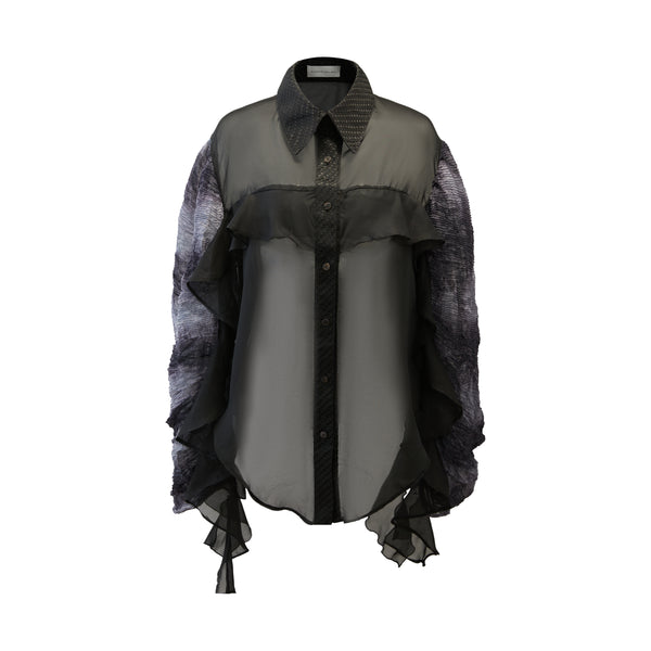 See-through frill shirt made of chiffon fabric