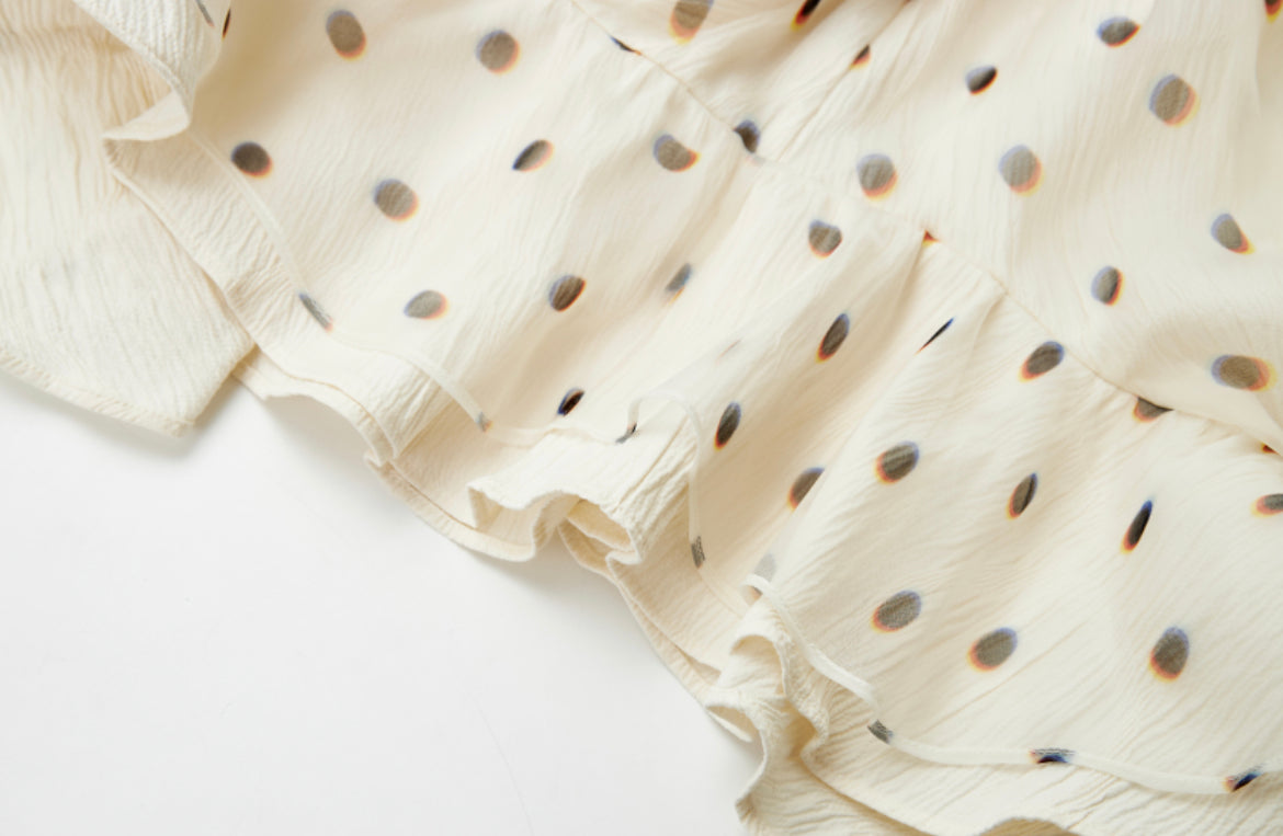 Silk Polka Dot Print Suspender Dress