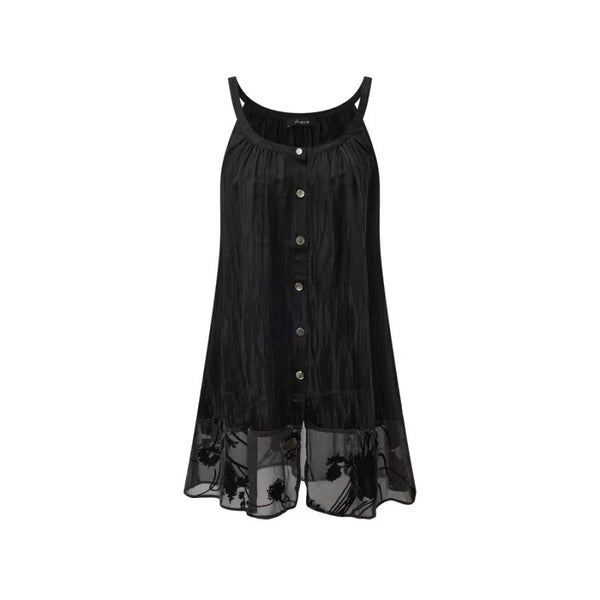 Black acetate and silk burnout velvet camisole