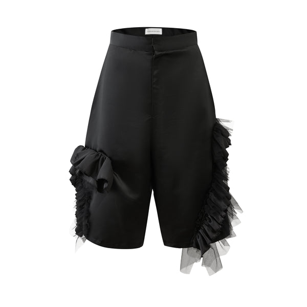 Heart-shaped frilled knee-length pants