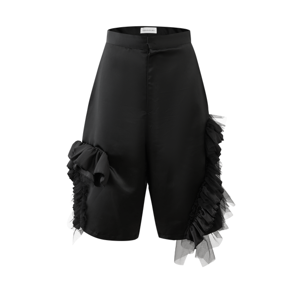 Heart-shaped frilled knee-length pants