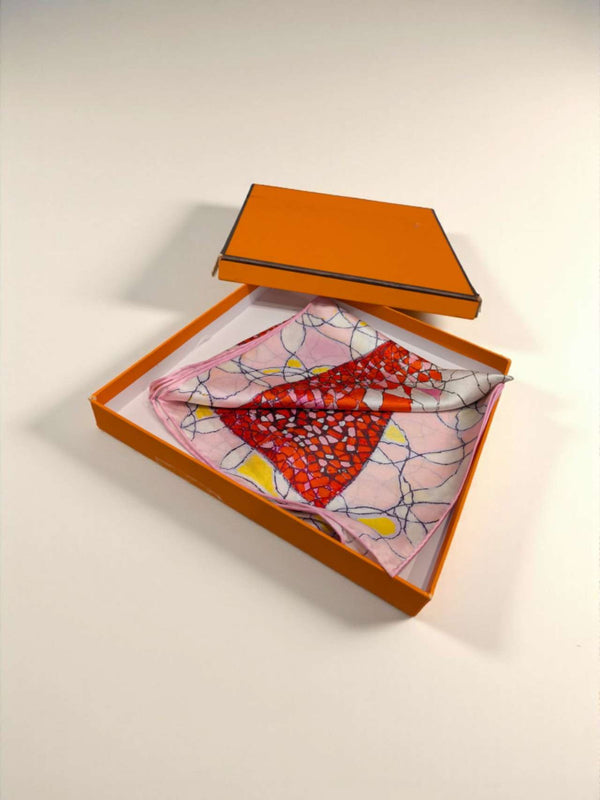 pink printed silk scarf