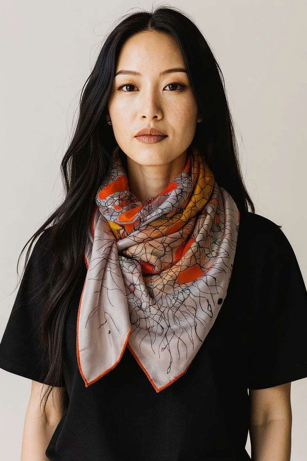 yellow printed silk scarf