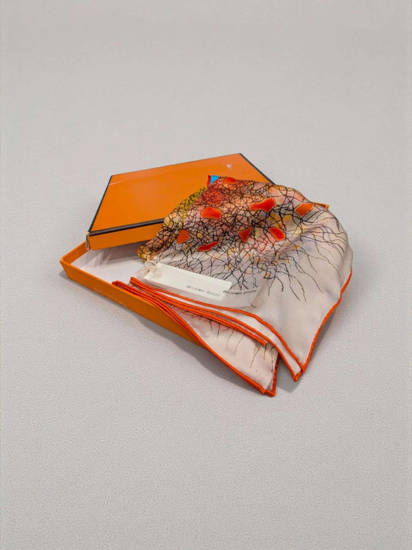 yellow printed silk scarf