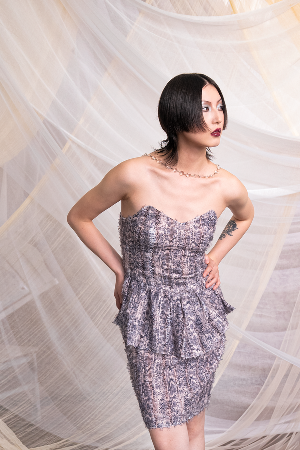 Snake-Print Strapless Tops