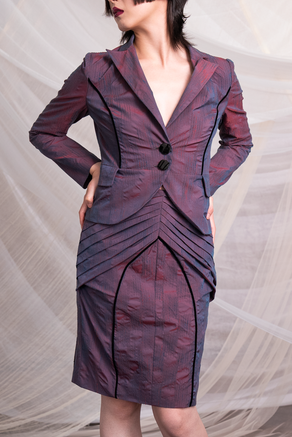 Two-Tone Jacquard Jacket