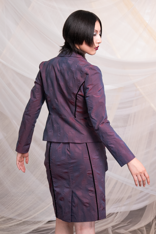 Two-Tone Jacquard Pleated Skirt