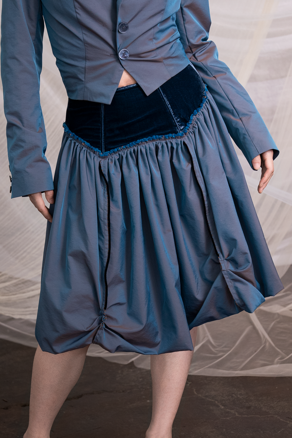 Silk Brocade Two-Tone Puff Skirt