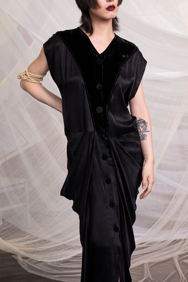 Cupra & Velvet Button Dress