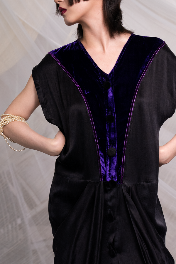 Cupra & Velvet Button Dress