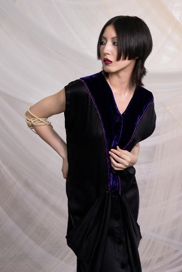 Cupra & Velvet Button Dress