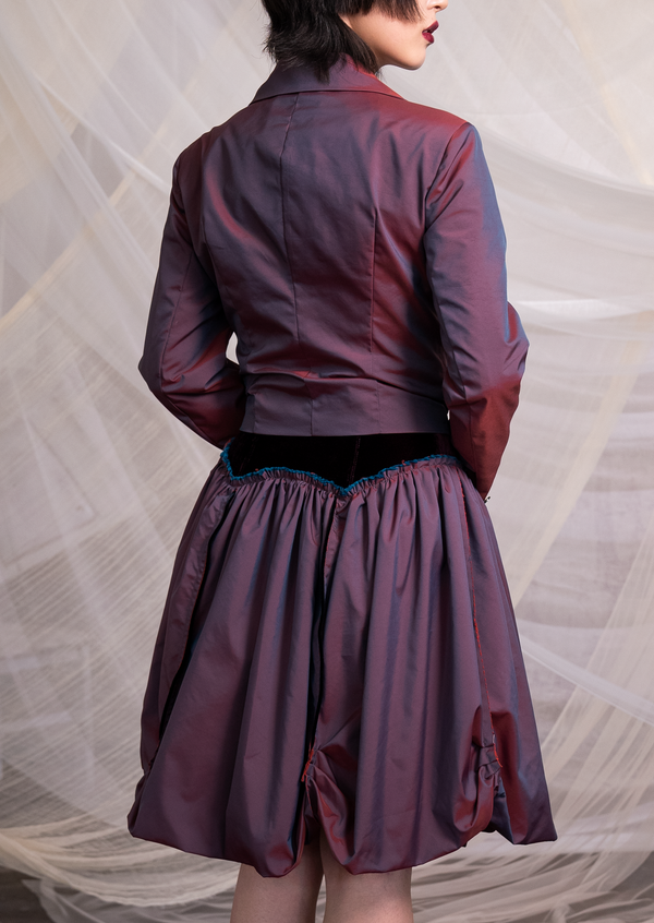 Silk Brocade Two-Tone Puff Skirt