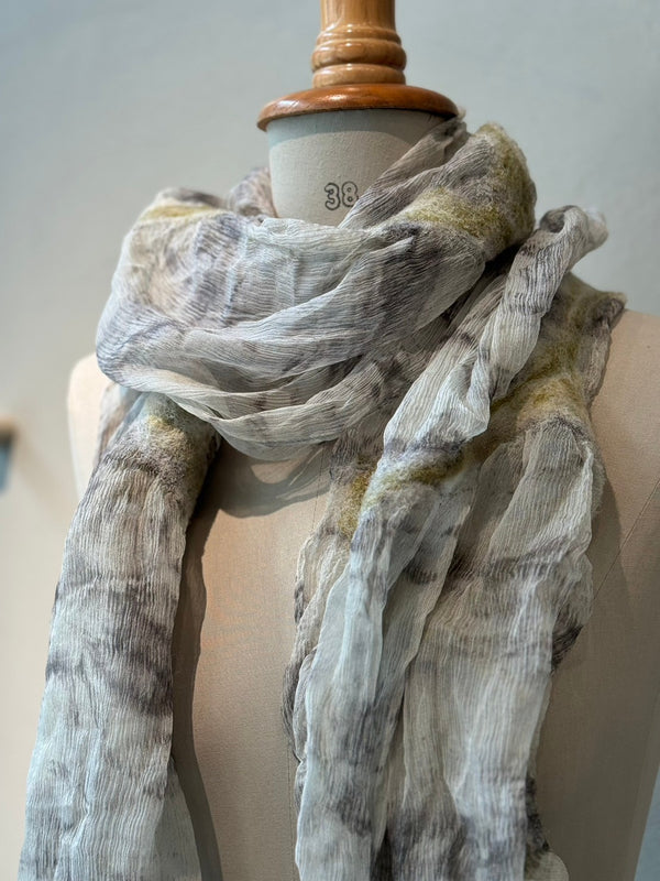 Silk wool needle punch stole_08_1(NW08_w)