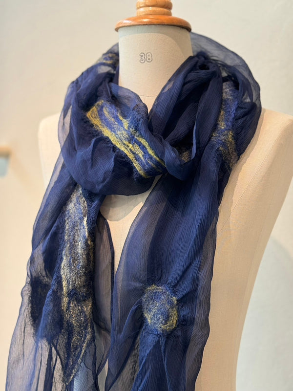 Silk wool needle punch stole_10