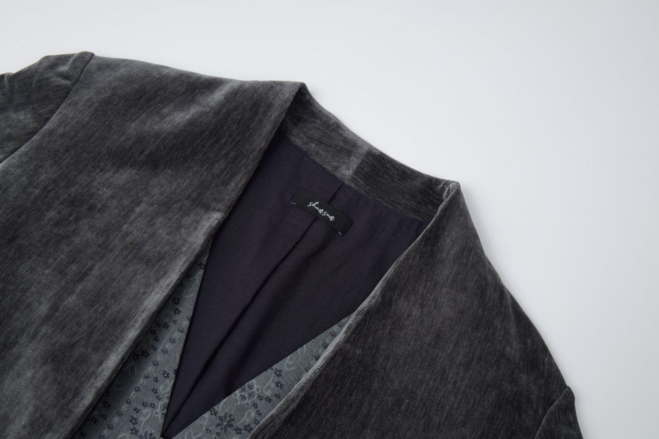 Grey Velvet Faux Two-Piece Jacket