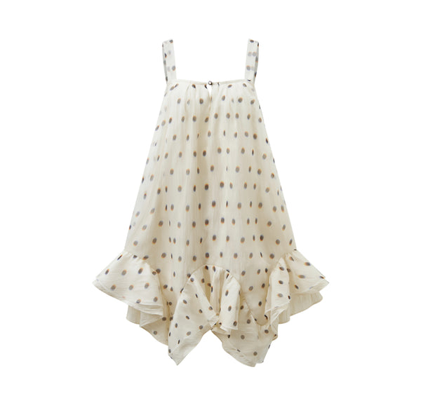 Silk Polka Dot Print Suspender Dress