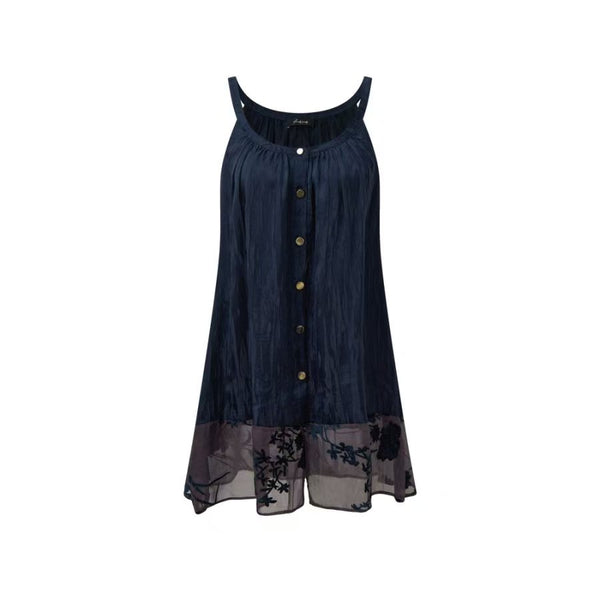 Blue acetate and silk burnout velvet camisole
